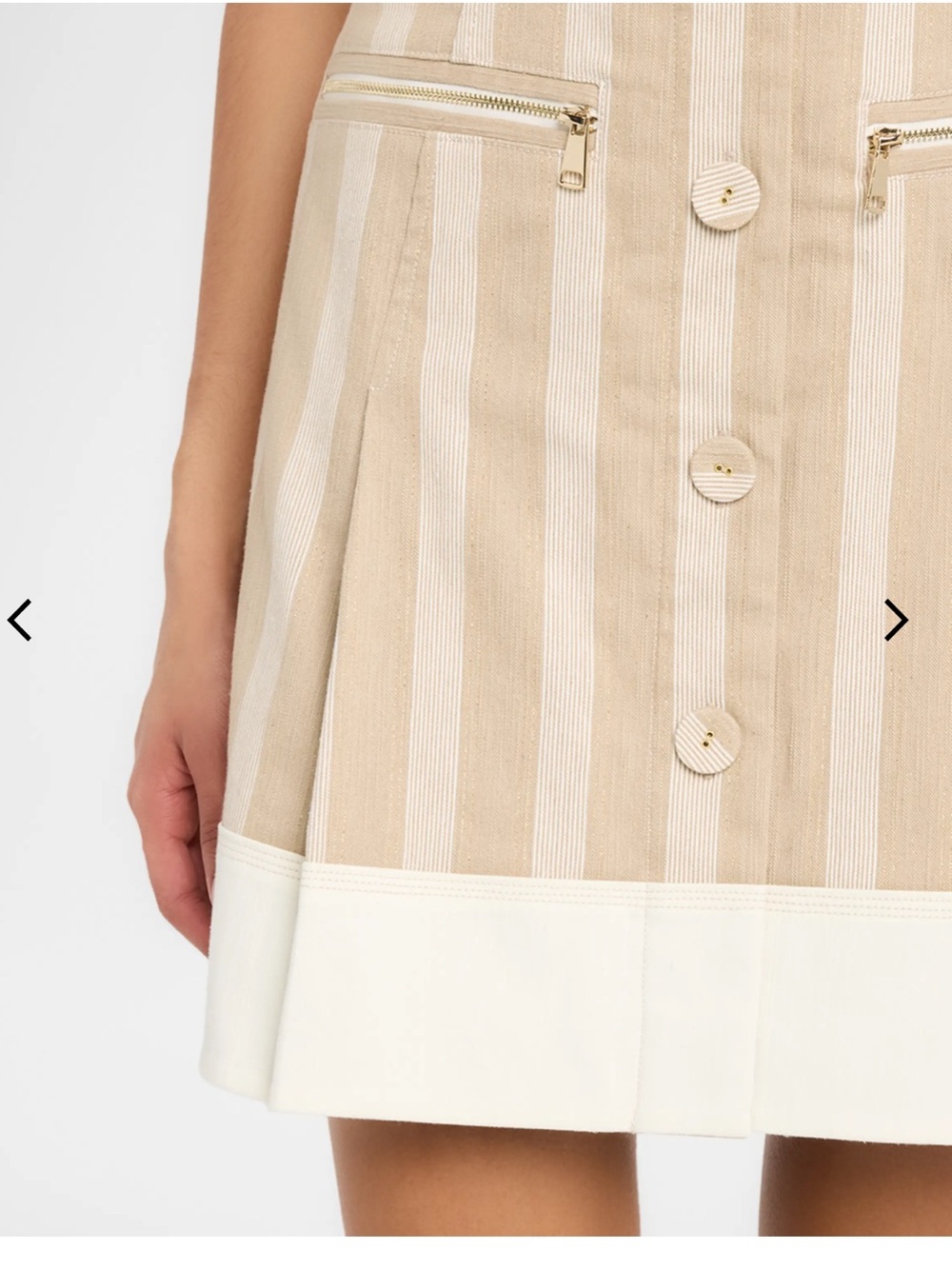 Ramy Brook Beige and White Striped Button-Front Mini Dress - Picture 5 of 5